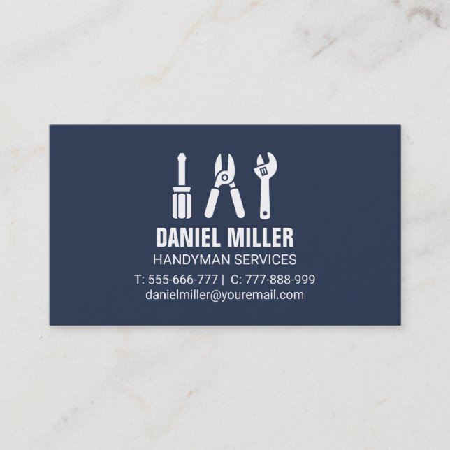 Screwdriver Wire Cutter Spanner Handyman Services Business Card (Front)