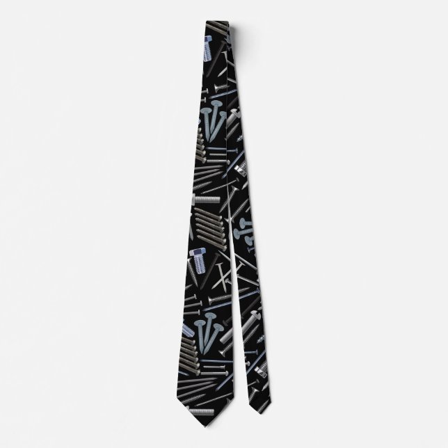 Screws and nails x4 Black BG Neck Tie (Front)