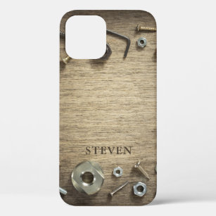 Screws Nuts Bolts Manly Handyman Wood Personalized iPhone 12 Case