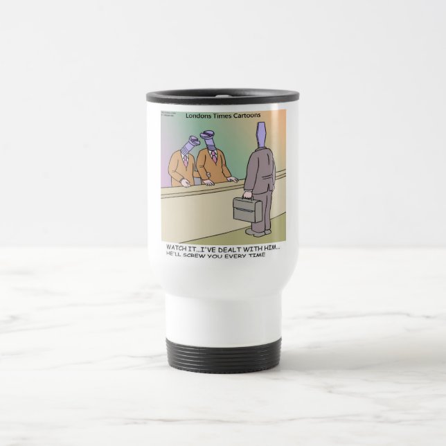 Screwy Salesman by Rick London Funny Travel Mug (Center)