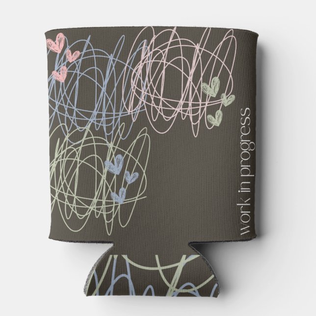 Scribble and hearts- Work in Progress Can Cooler (Back)