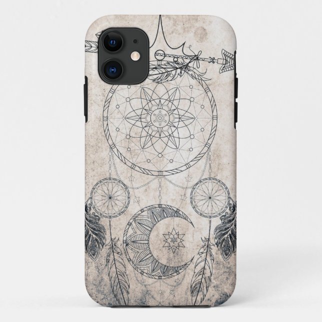 Scribble arrow mandala moon dreamcatcher feathers  Case-Mate iPhone case (Back)