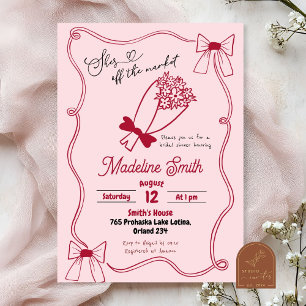 Scribble Bow Fresh Off The Market Bridal Shower Invitation
