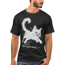 Scribble Cat Abstract Black Minimalist Ink Art