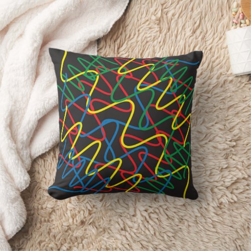 Scribble Colorful Swirly Design Throw Pillow