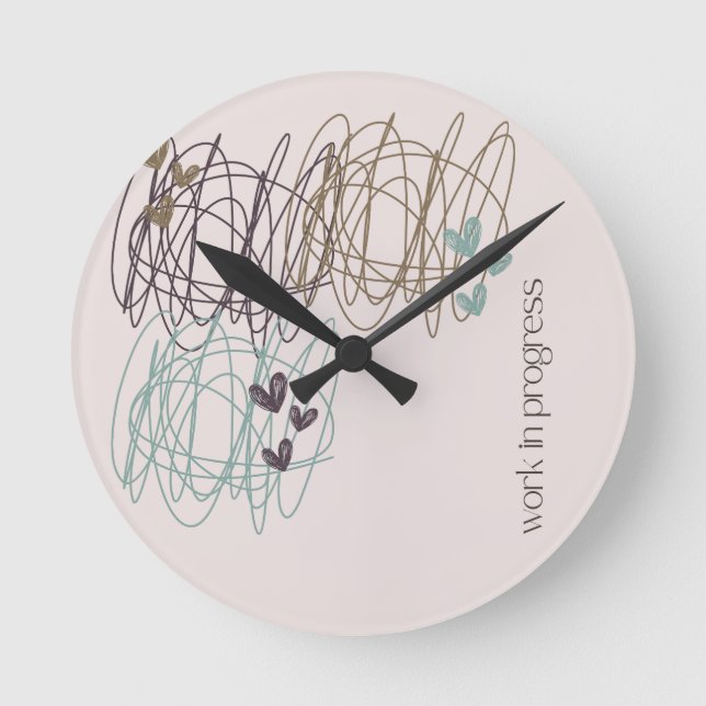 Scribble design - we are all a work in progress round clock (Front)
