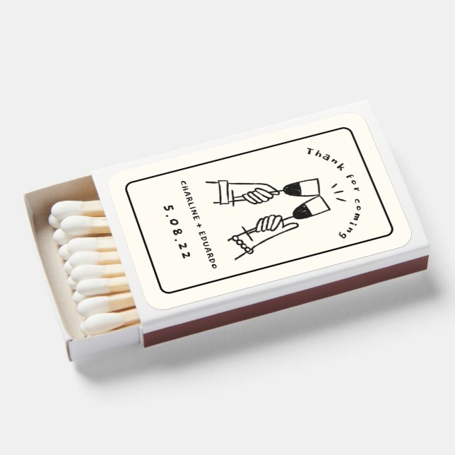  Scribble Hand Drawn Funny Wedding  Matchboxes (Front Open)