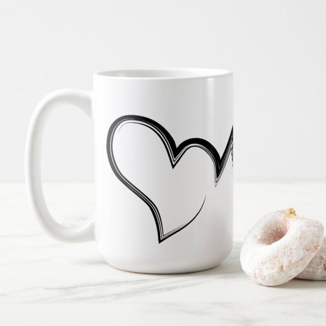Scribble Heart Love Coffee Mug (With Donut)