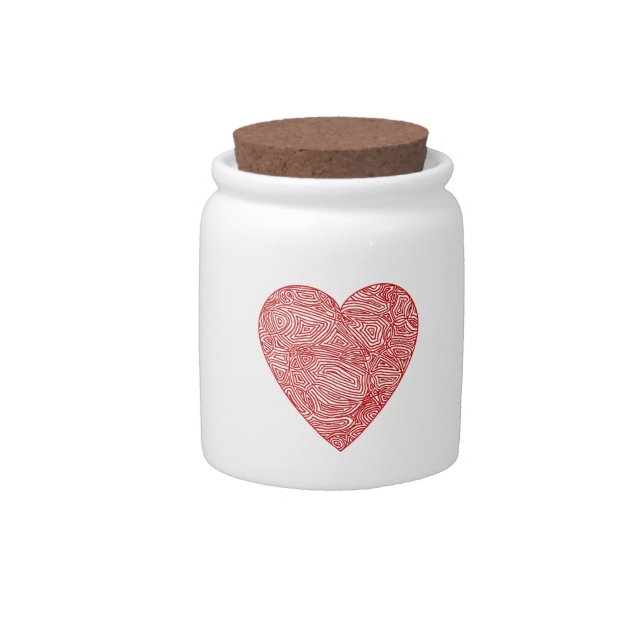 Scribble Heart Red Candy Jar (Front)
