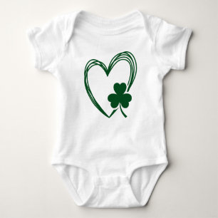 Scribble Heart with Shamrock Saint Patrick's Day Baby Bodysuit