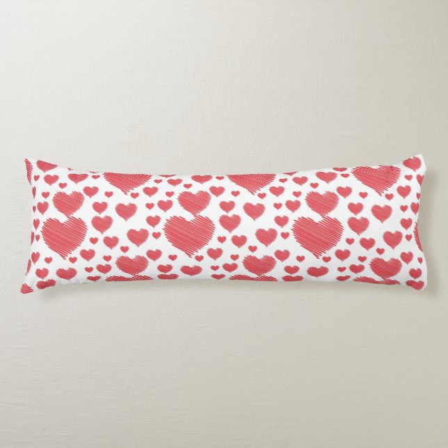 Scribble Hearts Body Pillow (Front)