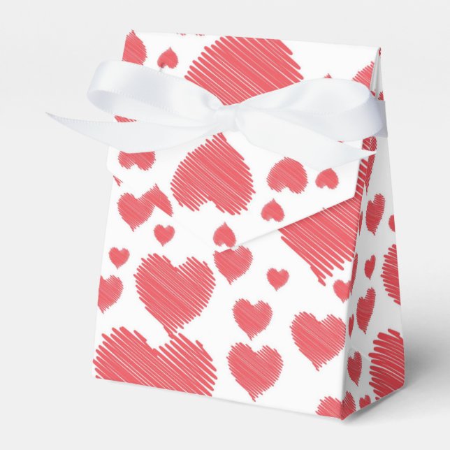 Scribble Hearts Favor Boxes (Front Side)