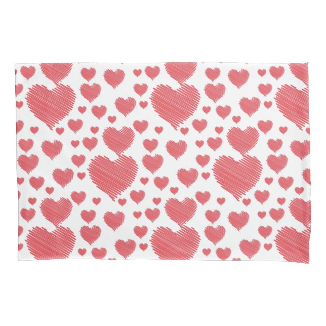 Scribble Hearts Pillow Case (Front)