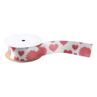 Scribble Hearts Satin Ribbon