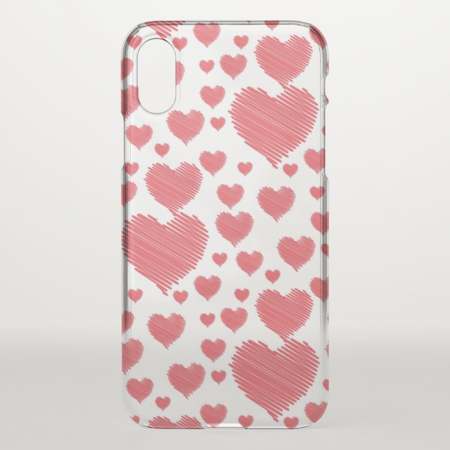 Scribble Hearts Uncommon iPhone Case (Back)