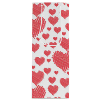 Scribble Hearts Wine Gift Bag