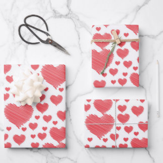 Scribble Hearts Wrapping Paper Sheets