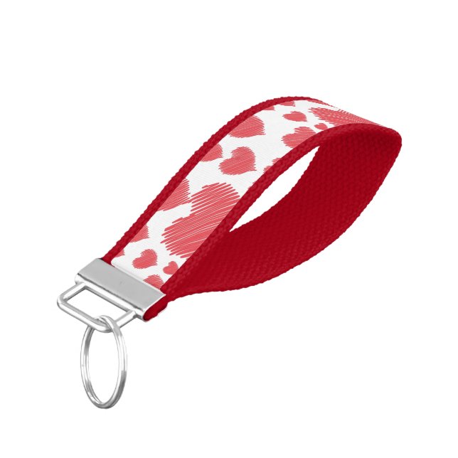 Scribble Hearts Wrist Keychain (Angled Down)