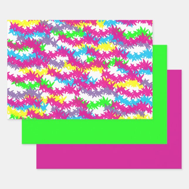 Scribble Jacks Neon Design Wrapping Paper Sheets (Set)