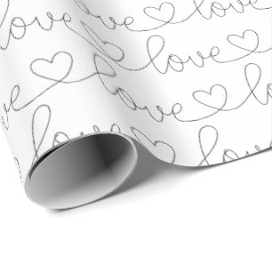 Scribble Love Black and White Wrapping Paper
