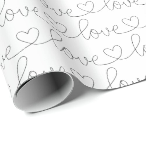 Scribble Love  Black and White Wrapping Paper