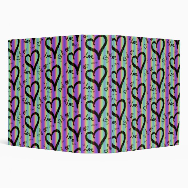 Scribble Love Xoxo Heart Stripe Binder (Background)