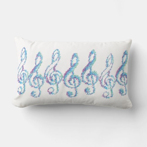 Scribble Music Notation Treble Clef Pastel Rainbow Lumbar Pillow