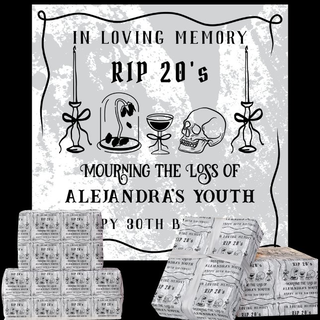 Scribble RIP 20s Death to My Youth 30th Birthday Wrapping Paper (Creator Uploaded)