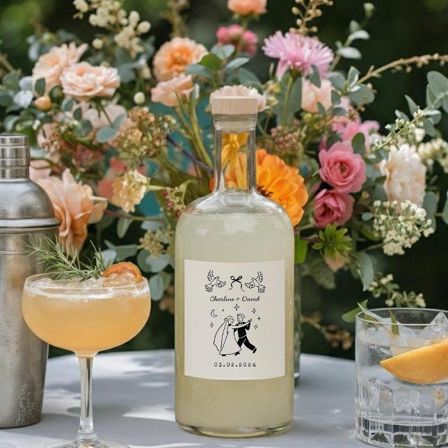 Scribble Sketch Wedding Bottle Sticker (Creator Uploaded)