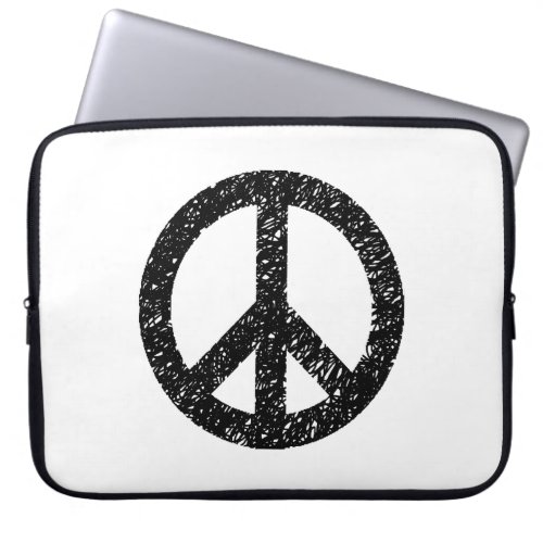 Scribble Stencilled Peace Symbol Laptop Sleeve