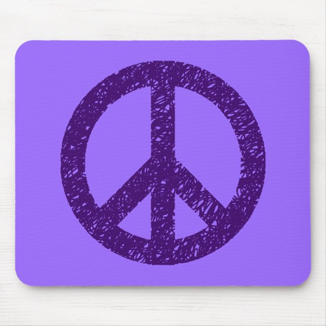 Scribble Stencilled Peace Symbol Mouse Pad (Front)