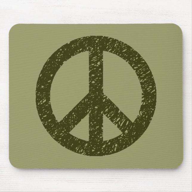 Scribble Stencilled Peace Symbol Mouse Pad (Front)