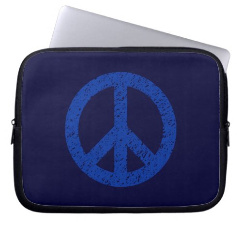 Scribble Stencilled Peace Symbol _ Shades of Blue Laptop Sleeve