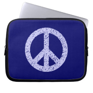Scribble Stencilled Peace Symbol - Shades of Blue Laptop Sleeve