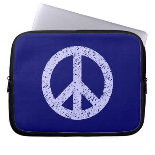 Scribble Stencilled Peace Symbol _ Shades of Blue Laptop Sleeve