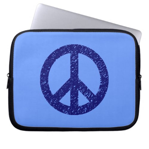 Scribble Stencilled Peace Symbol _ Shades of Blue Laptop Sleeve