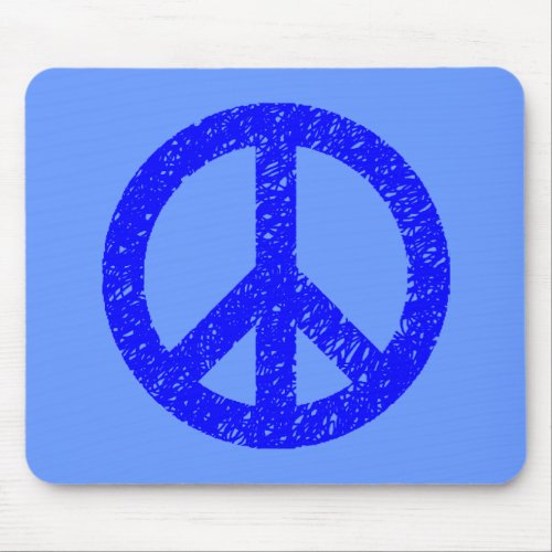 Scribble Stencilled Peace Symbol _ Shades of Blue Mouse Pad