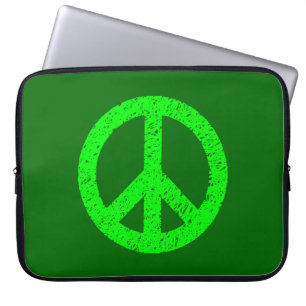 Scribble Stencilled Peace Symbol - Shades of Green Laptop Sleeve