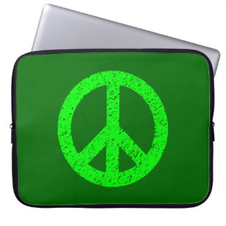 Scribble Stencilled Peace Symbol - Shades of Green Laptop Sleeve