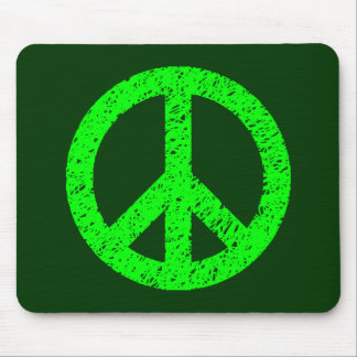 Scribble Stencilled Peace Symbol - Shades of Green Mouse Pad
