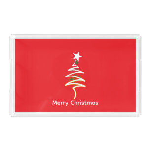 Scribble Tree + Star Christmas Acrylic Tray