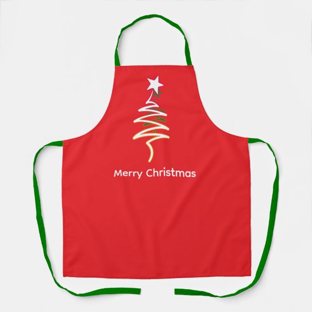 Scribble Tree + Star Christmas  Apron (Front)