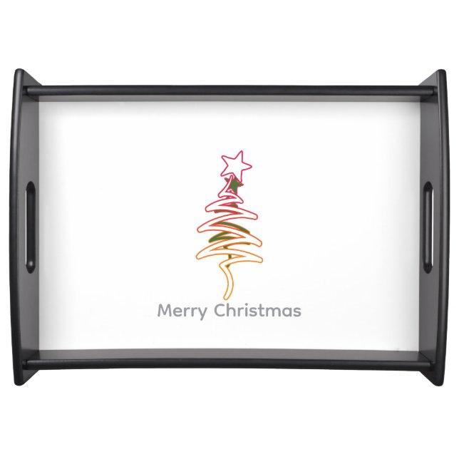 Scribble Tree + Star Christmas White  Serving Tray (Front)