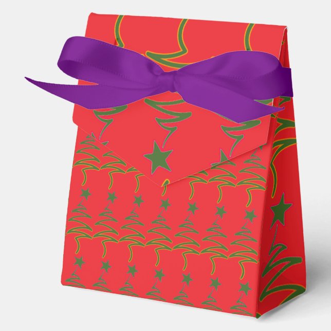 Scribble Tree + Star Red  Favor Boxes (Front)