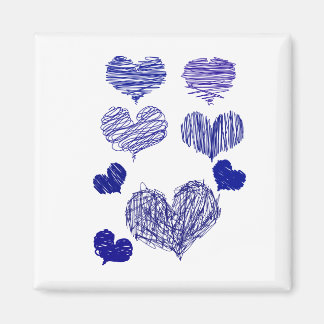 Scribbled Blue hearts Magnet