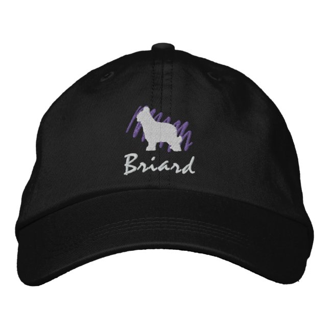 Scribbled Briard Embroidered Baseball Hat (Front)