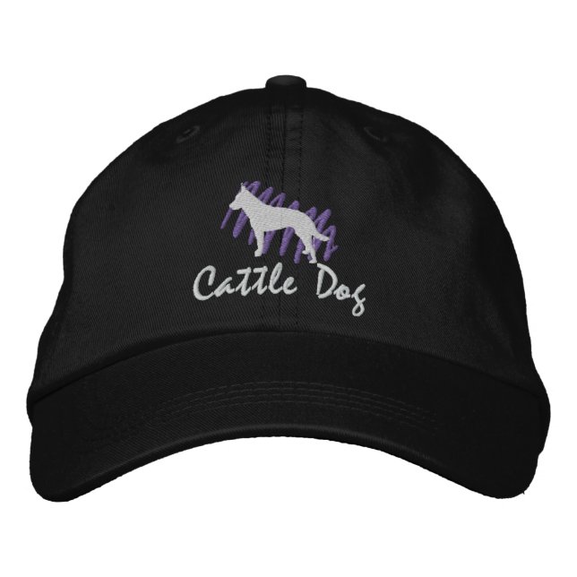 Scribbled Cattle Dog Embroidered Baseball Hat (Front)