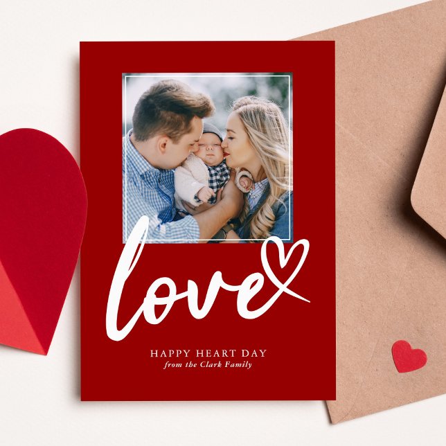 Scribbled Hearts Valentines Day Photo Holiday Card (Creator Uploaded)