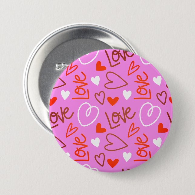 Scribbled Love Hearts Button (Front & Back)