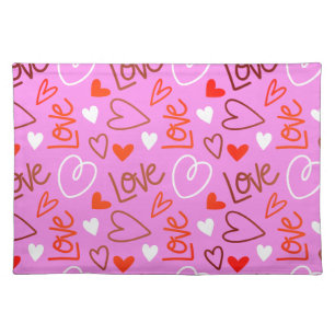 Scribbled Love Hearts Cloth Placemat